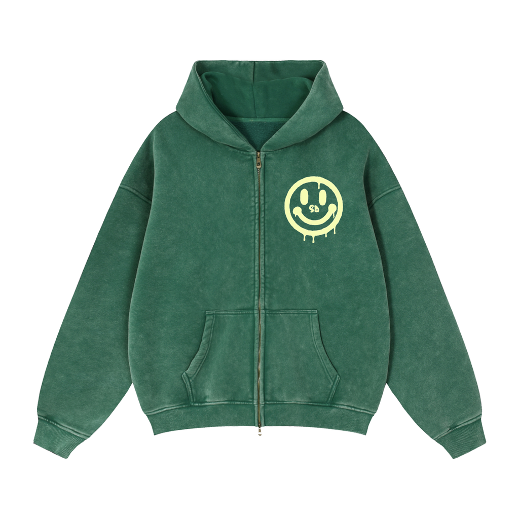 All smiles Zip-Through Boxy Fleece Hoodie