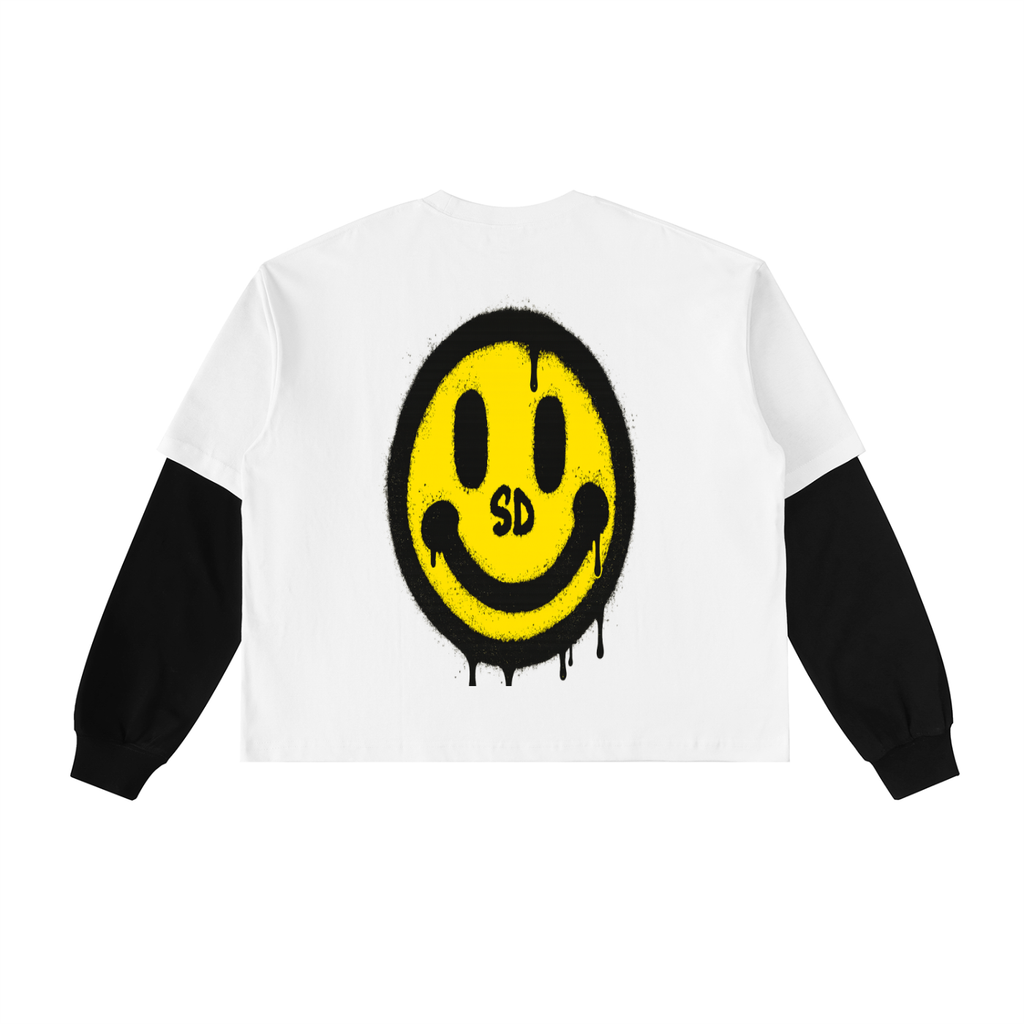 I need $ Layered Contrast Sleeve Cotton T-Shirt