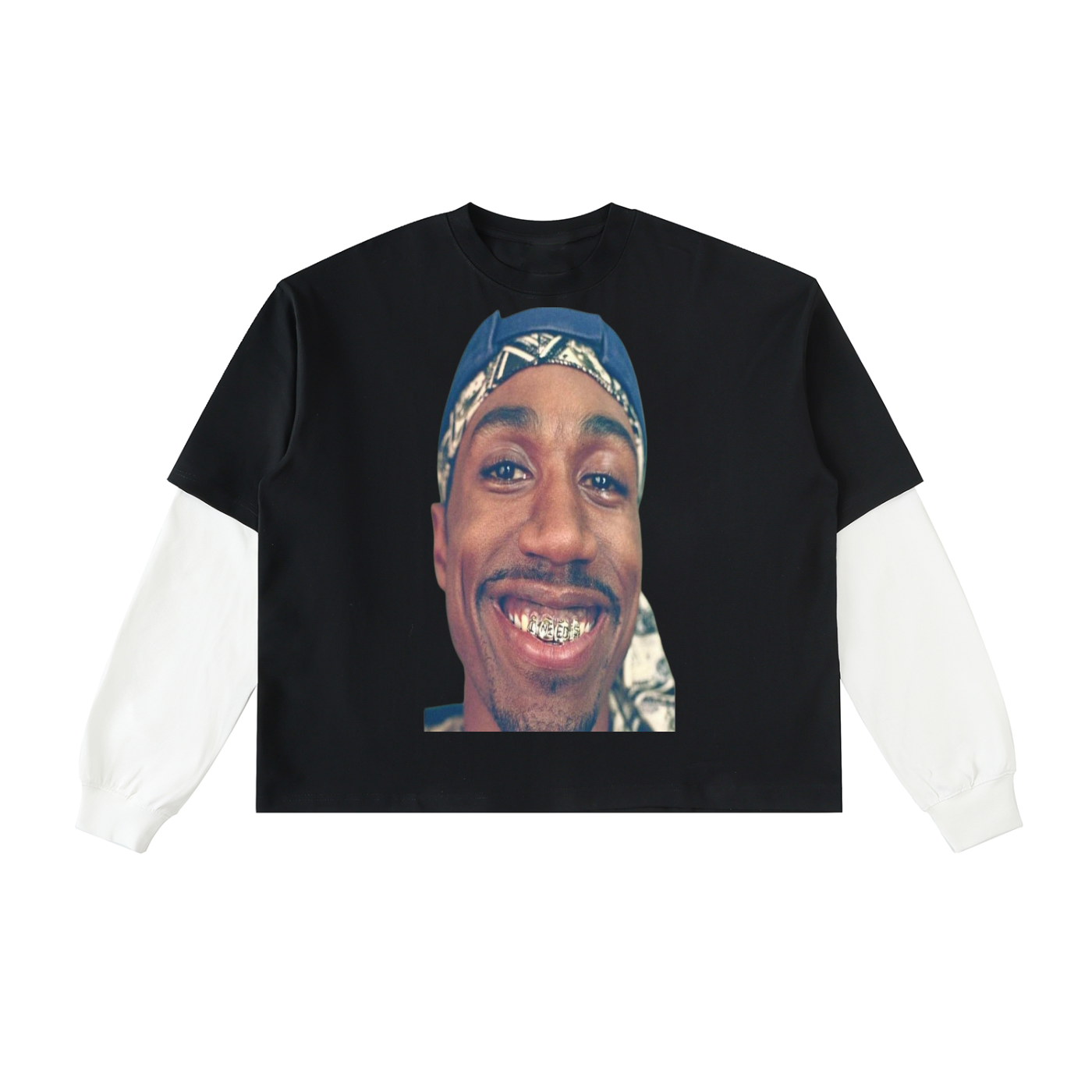 I need $ Layered Contrast Sleeve Cotton T-Shirt