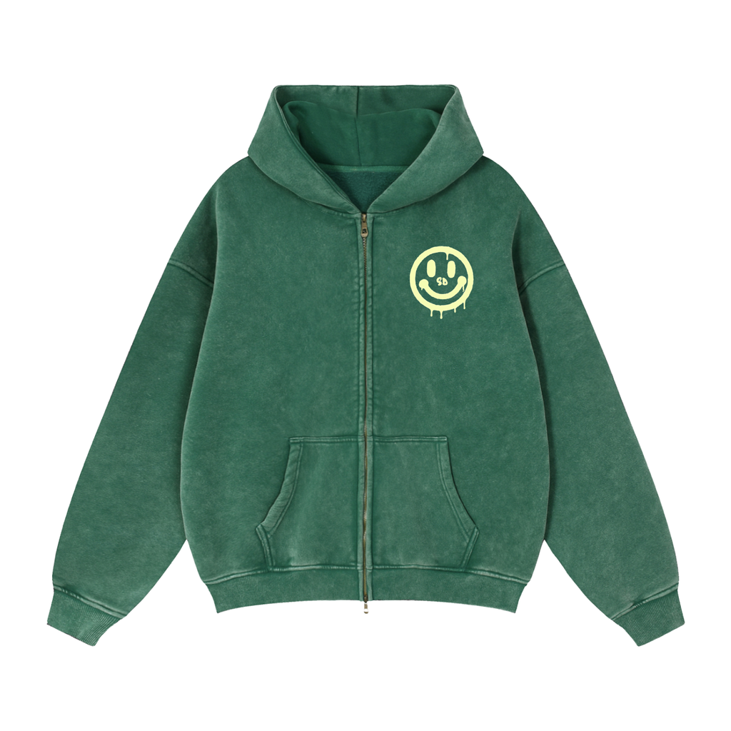 All smiles Zip-Through Boxy Fleece Hoodie