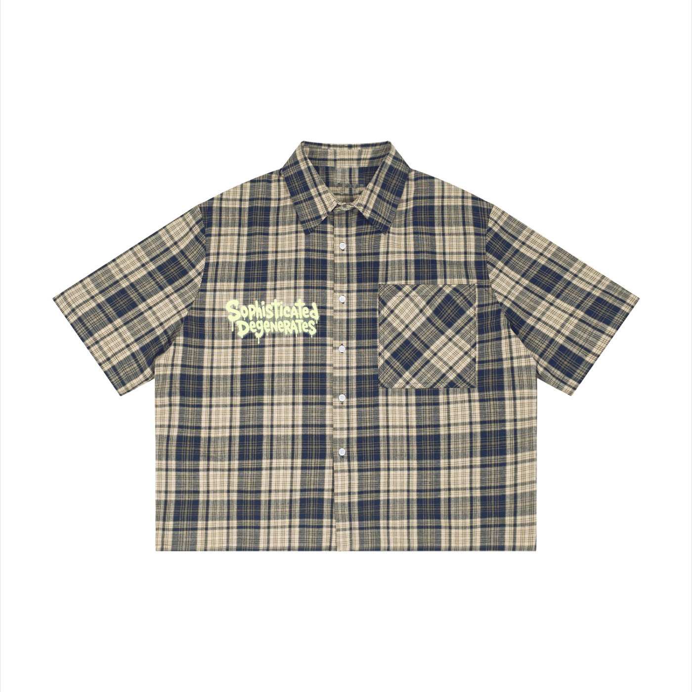 All smiles Unisex Plaid Boxy Short Sleeve Shirt