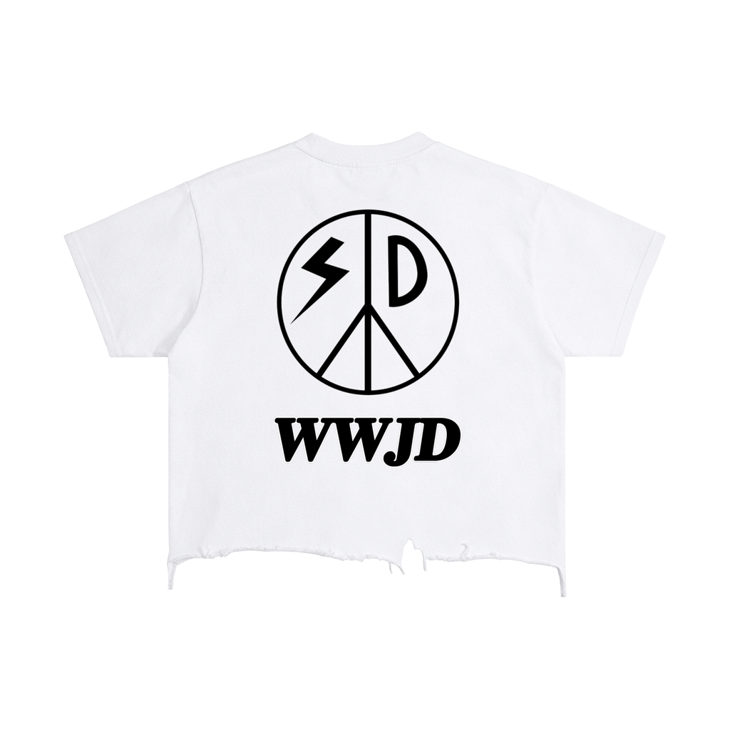 WWJD Vintage Wash Boxy Distressed Hem T-Shirt