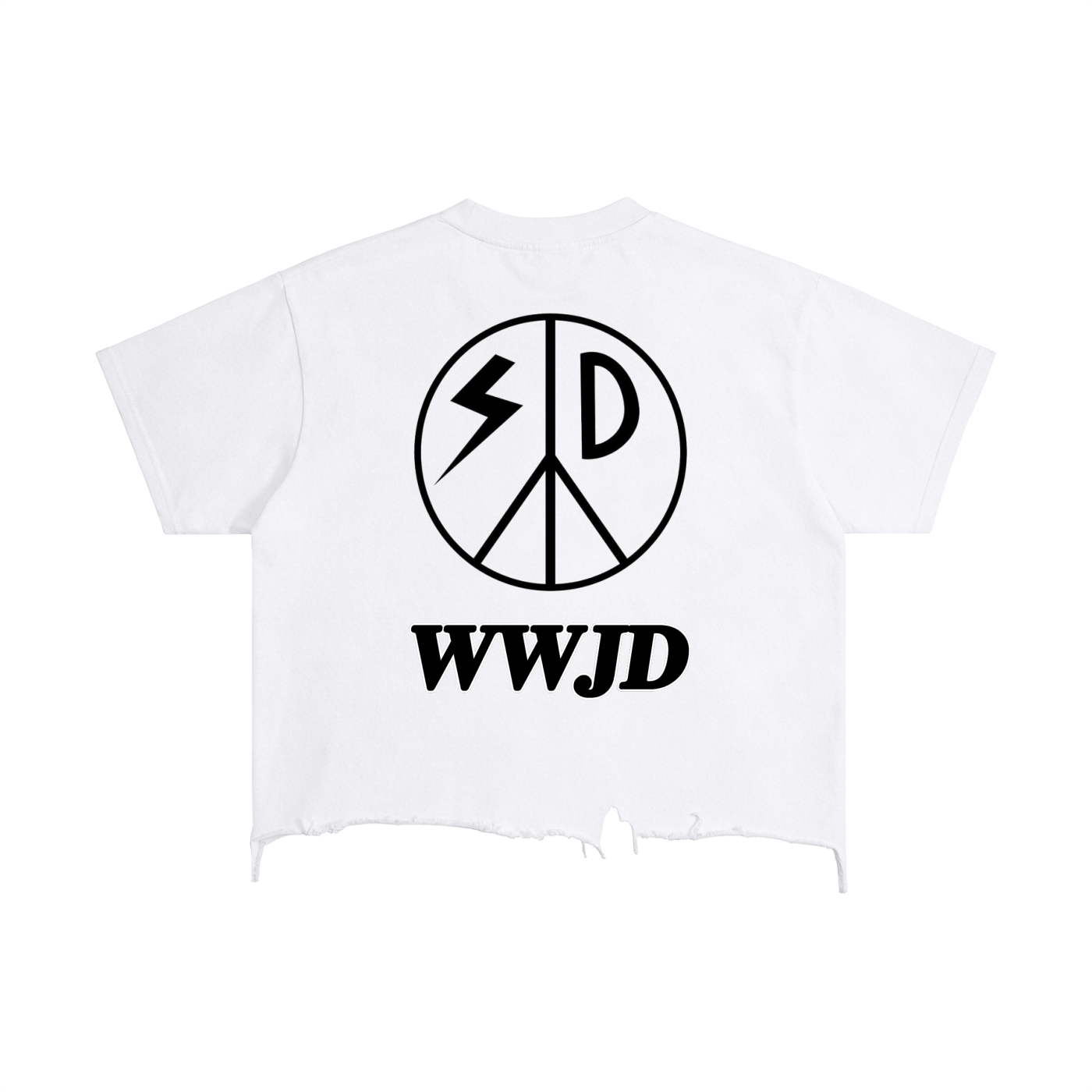 WWJD Vintage Wash Boxy Distressed Hem T-Shirt