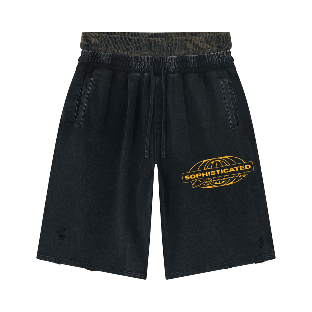 SD world Vintage Wash Distressed Wide Leg Shorts