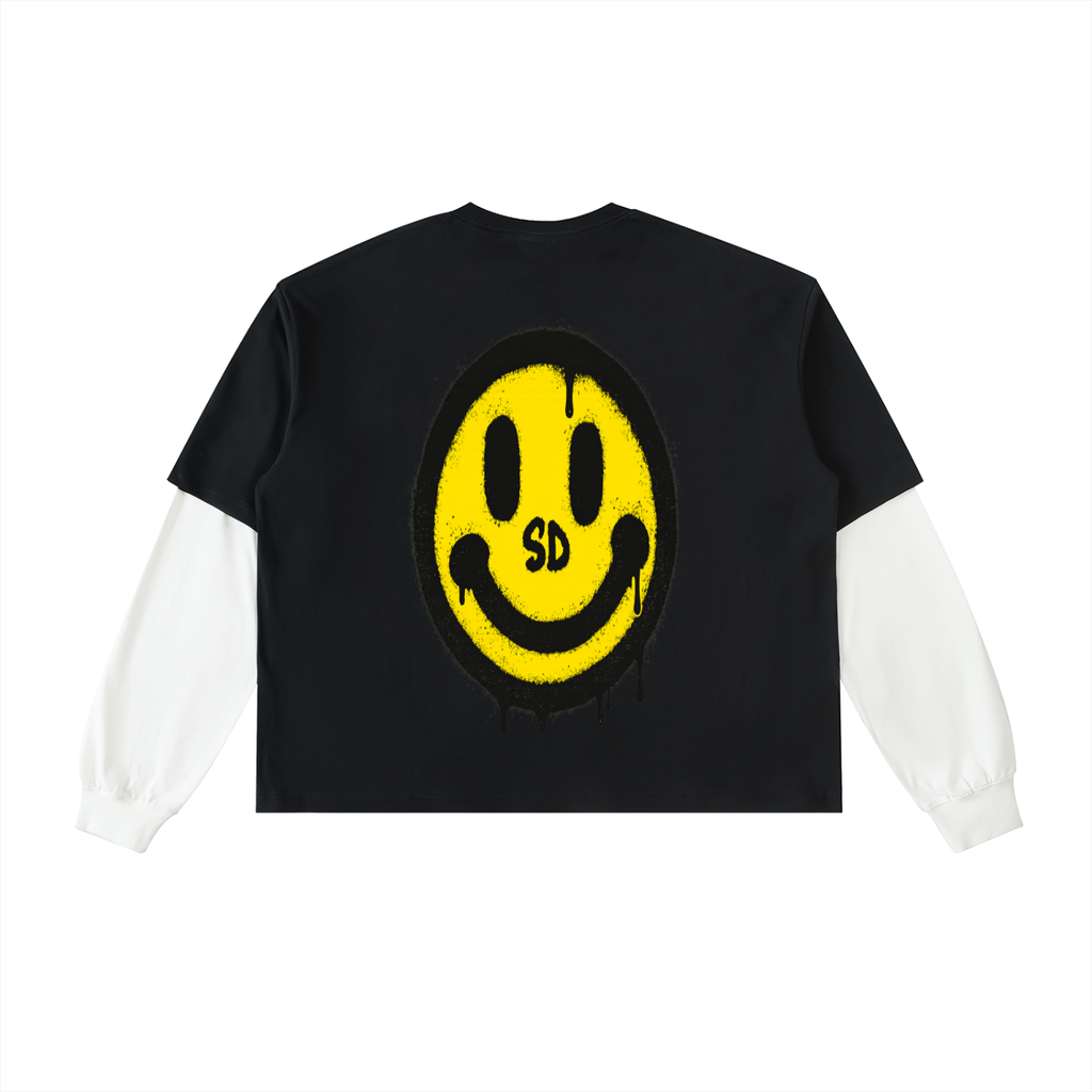 I need $ Layered Contrast Sleeve Cotton T-Shirt