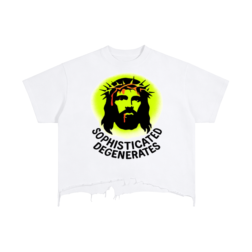 WWJD Vintage Wash Boxy Distressed Hem T-Shirt