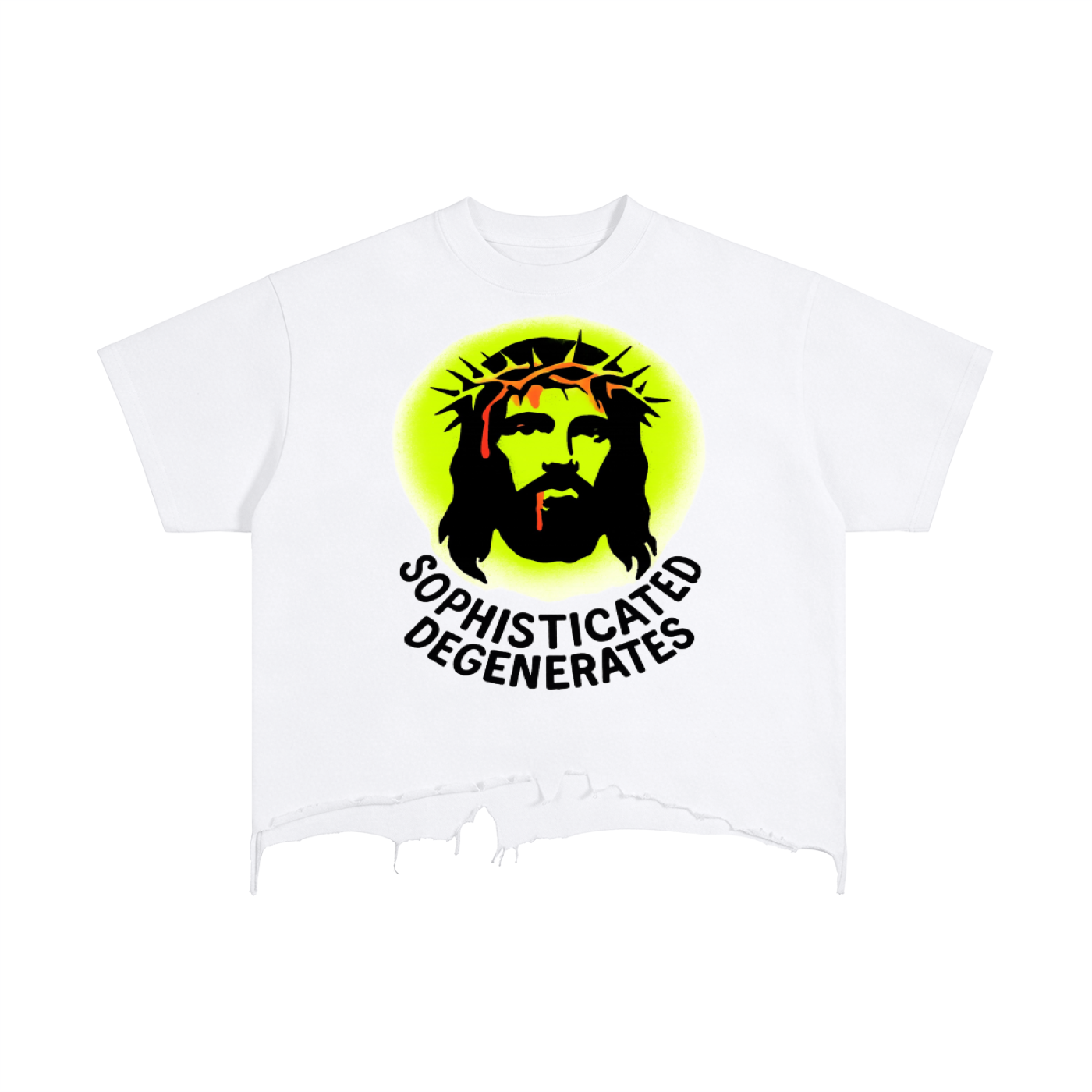 WWJD Vintage Wash Boxy Distressed Hem T-Shirt
