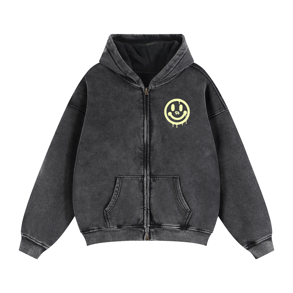 All smiles Zip-Through Boxy Fleece Hoodie